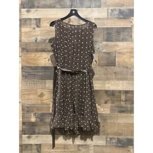 Jessica Howard Brown w/ White Polka Dots Sleeveless Midi Dress - S16P